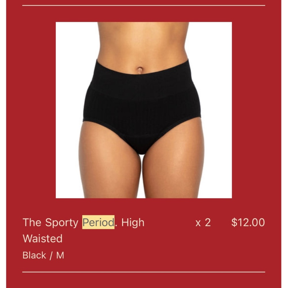 NWT Period Underwear by The Period Company